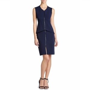 Bcbgmaxazria Navy Blue Ellen Peplum Zipper Dress